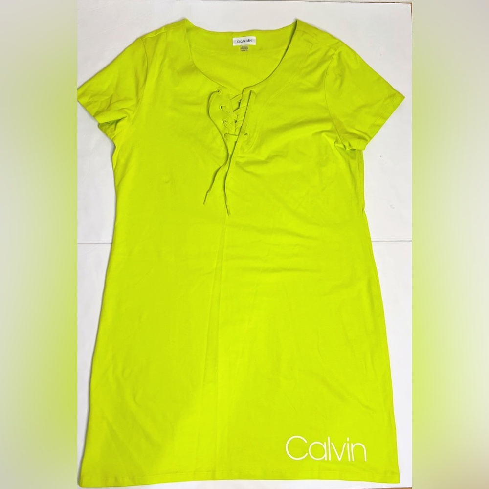 (Final sale price)

Calvin Klein Lime Lace-Up Short Sleeve Women’s Tee dress